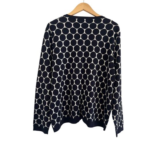 NWT Foxcroft Navy White Polka Dot Cardigan Women 2X Old Money Academia Office - Picture 2 of 16